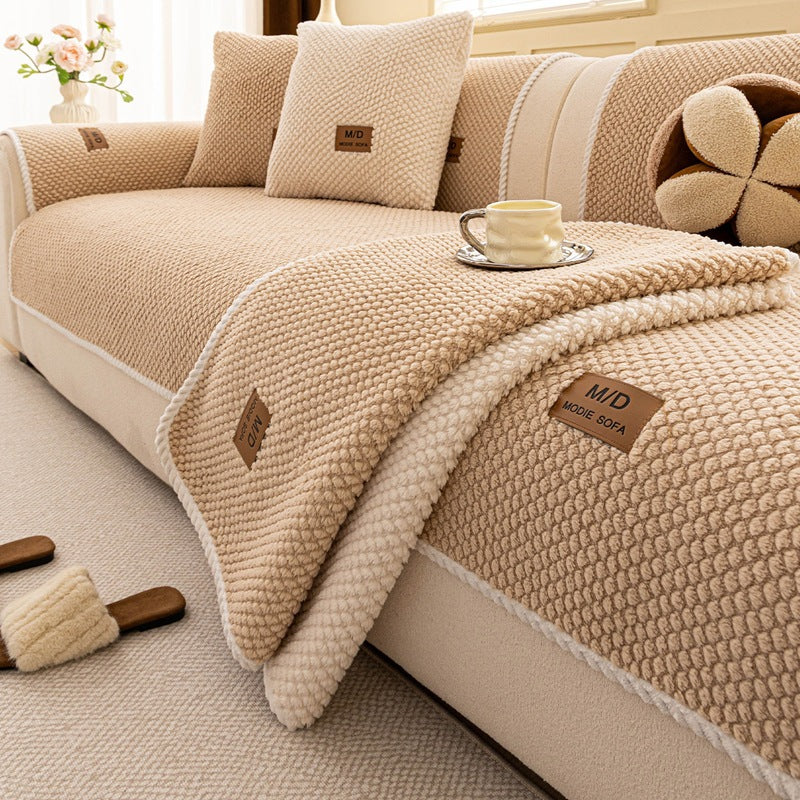 Non-Slip Plush Sofa Cushion Cover