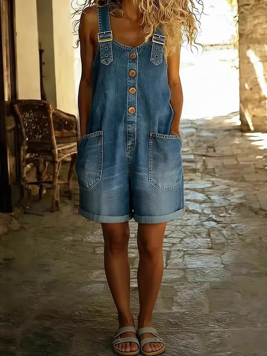 Relaxed Fit Denim Overalls