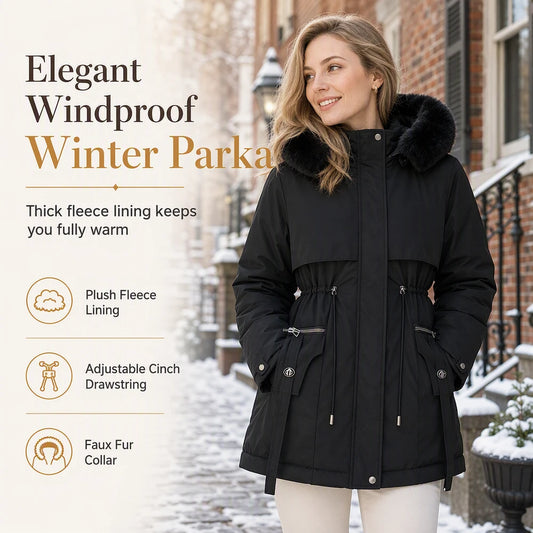 Women Winter Faux Fur Padded Parka