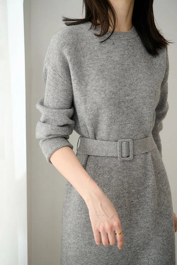 Acrylic Buckle Belted Shift Dress