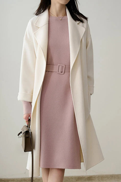 Acrylic Buckle Belted Shift Dress