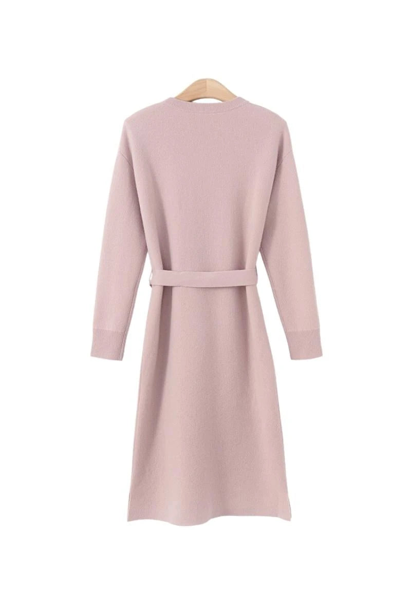 Acrylic Buckle Belted Shift Dress
