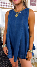 Blue Denim Top and Shorts Set