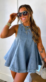 Blue Denim Top and Shorts Set