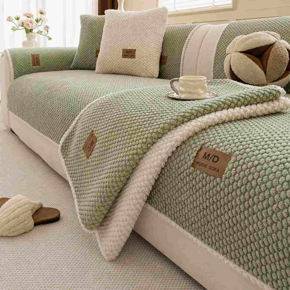 Non-Slip Plush Sofa Cushion Cover