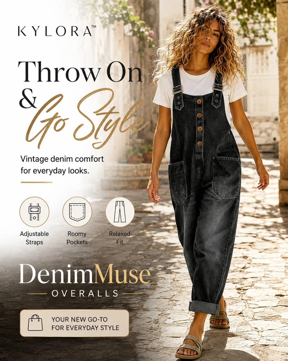 Relaxed Fit Denim Overalls