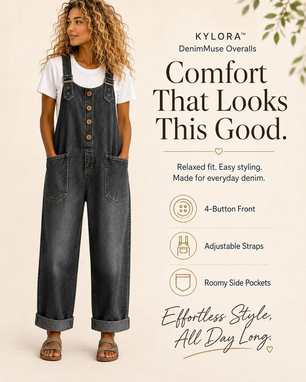 Relaxed Fit Denim Overalls