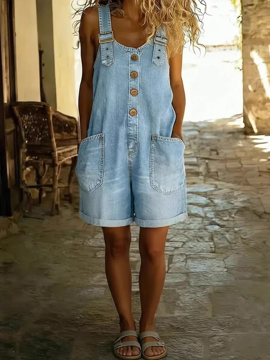 Relaxed Fit Denim Overalls