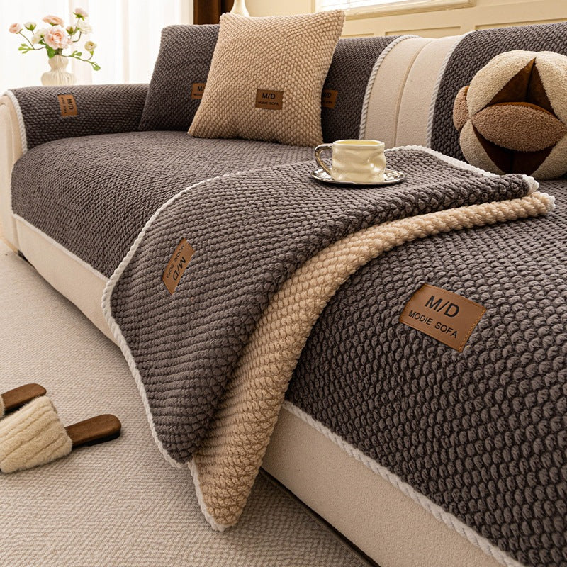 Non-Slip Plush Sofa Cushion Cover