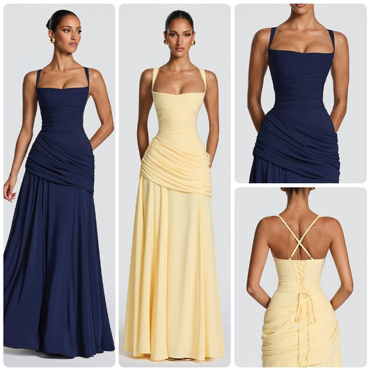 Yellow Ruched Maxi Dress