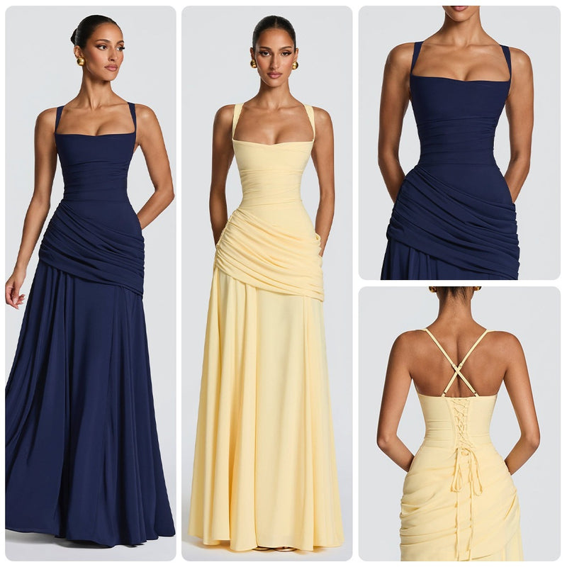 Yellow Ruched Maxi Dress