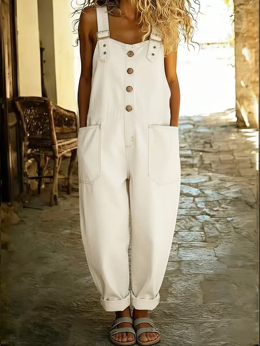 Relaxed Fit Denim Overalls