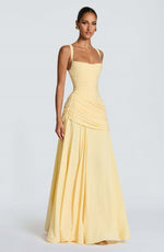 Yellow Ruched Maxi Dress