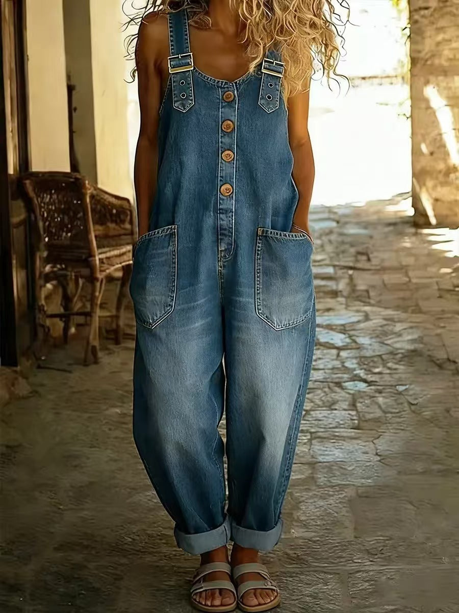 Relaxed Fit Denim Overalls