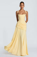 Yellow Ruched Maxi Dress