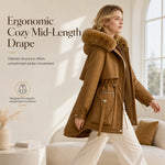 Women Winter Faux Fur Padded Parka