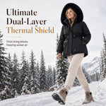 Women Winter Faux Fur Padded Parka