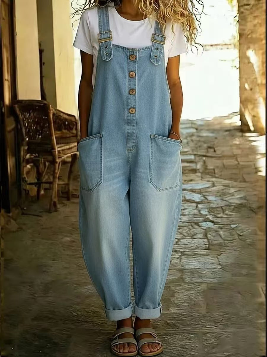 Relaxed Fit Denim Overalls